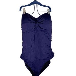 Hilor Women's Bandeau One Piece Swimsuits Front Twist Ruched Tummy Control 18